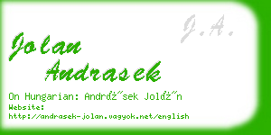 jolan andrasek business card